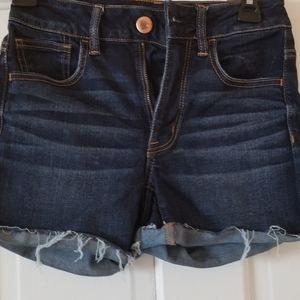 American Eagle Jean Shorts Size 2 Super Stretch Hi-Rise Shortie Women’s Cut Off